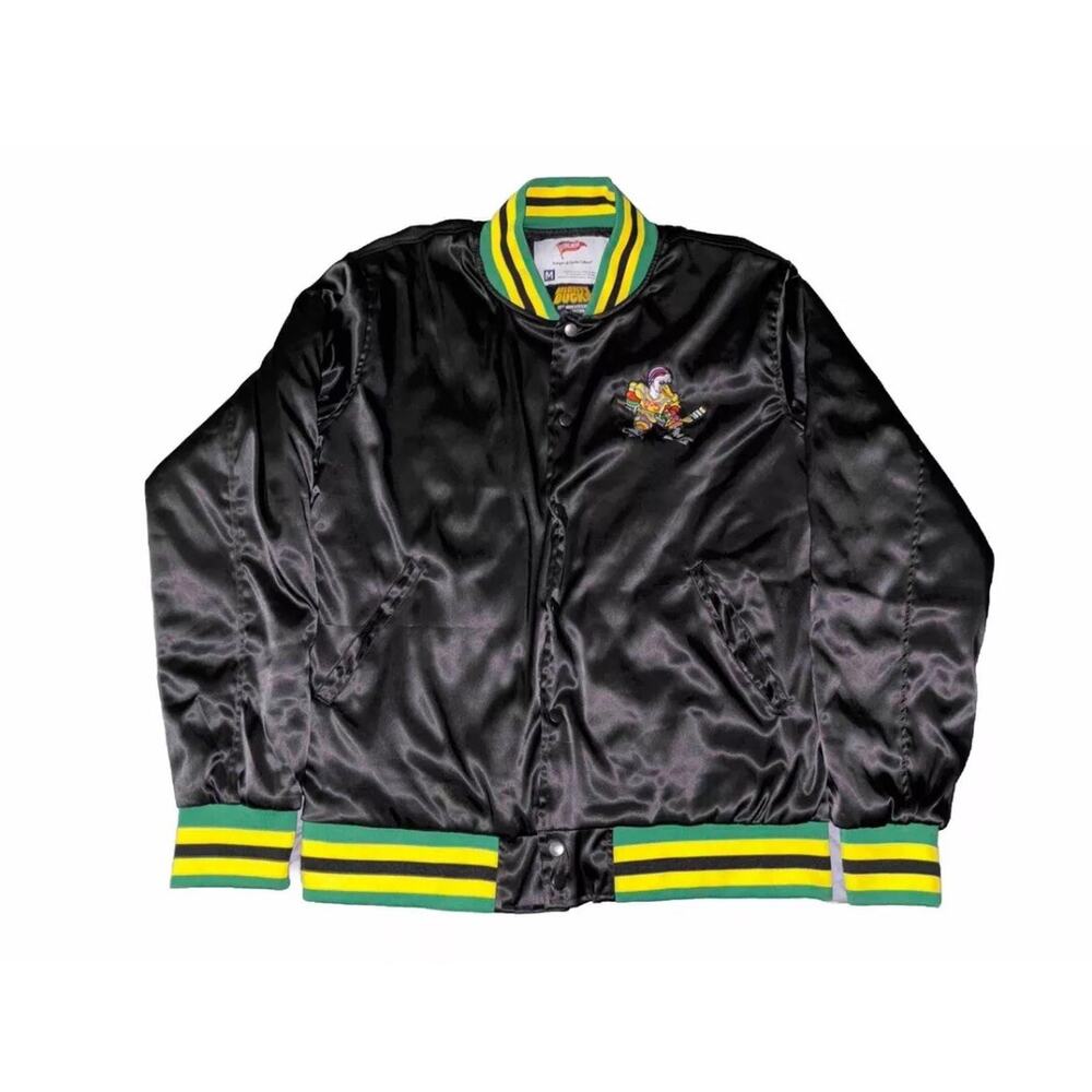30th Anniversary Mighty Ducks Streaker Satin Bomber Jacket Small Disney NHL